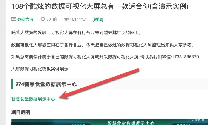 访问数据大屏汇总页