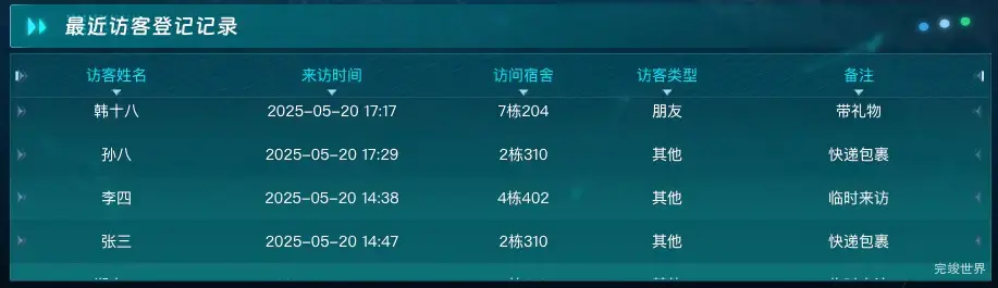 最近访客登记记录